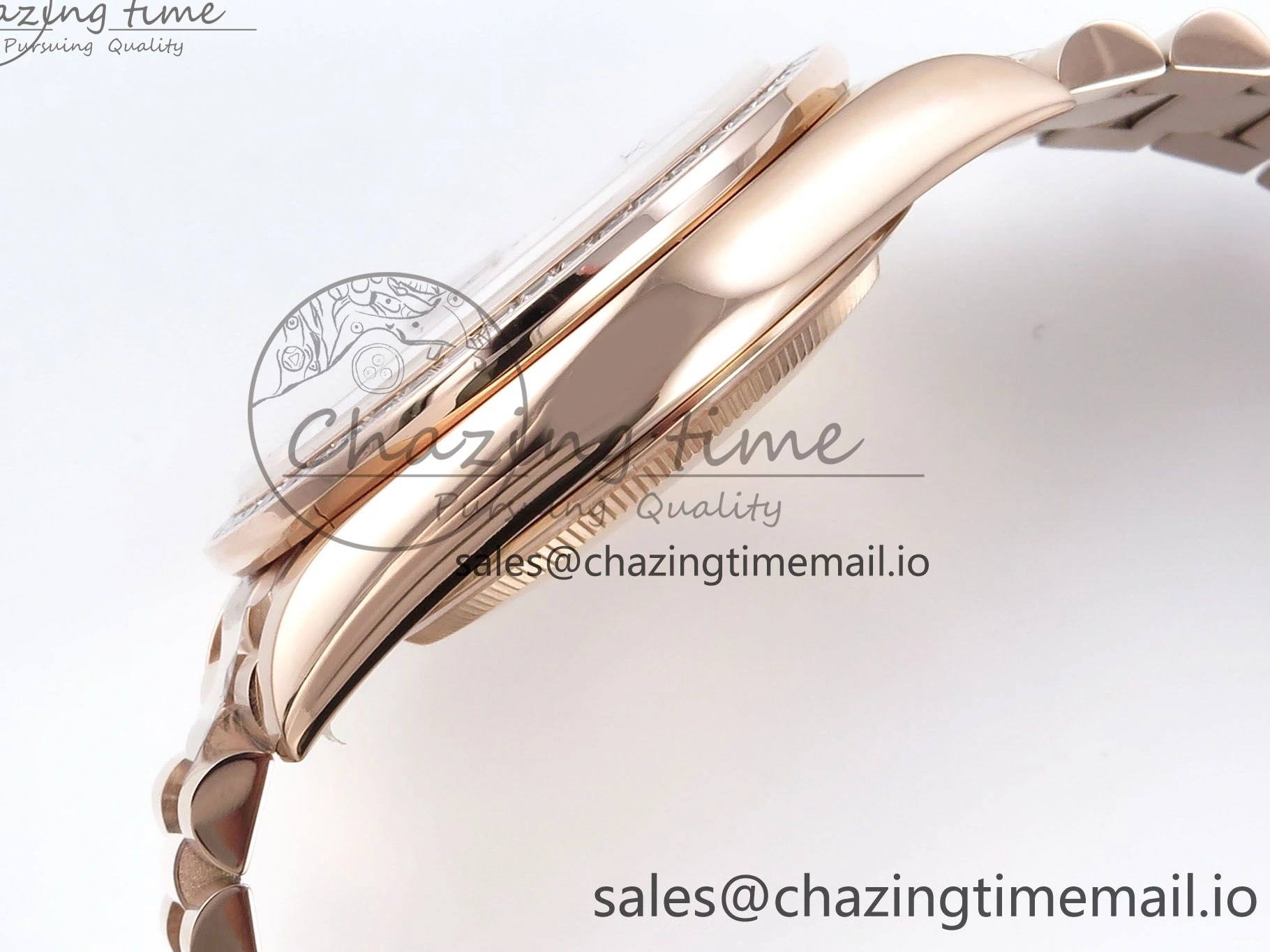 MiroTime 0310 Trendsetting DayDate 40 RG QF 1:1 Best Edition Green Roman Dial Diamonds Bezel on President Bracelet A2836 V5 (Gain Weight) 468